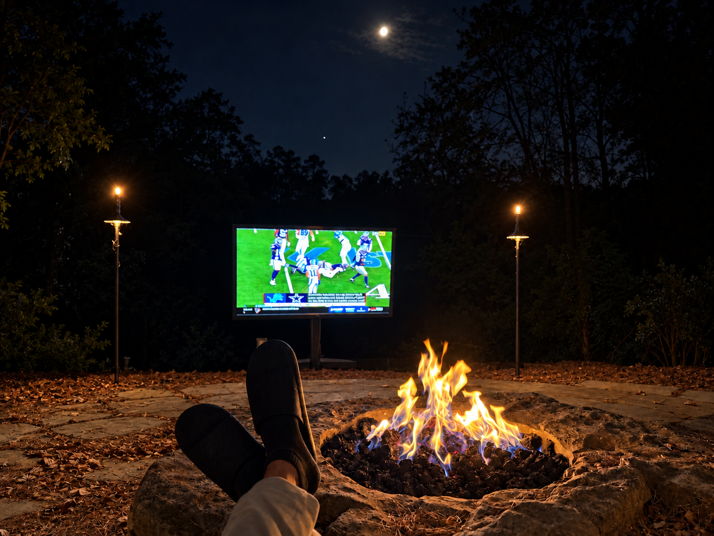 Outdoor TV by the fire pit